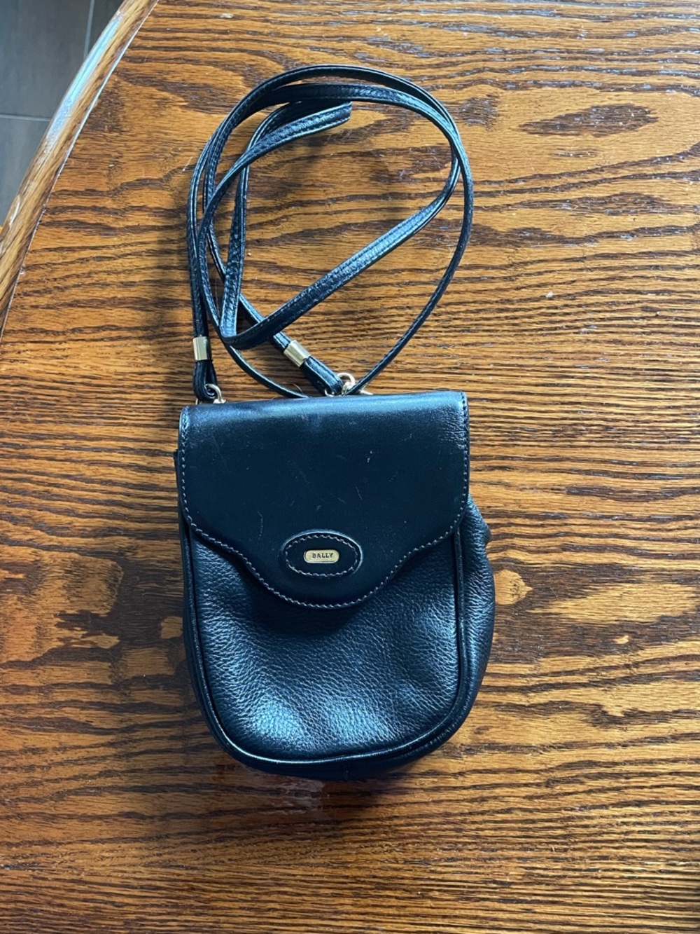 Vintage 90s Bally Mini Leather Crossbody Bag - Black